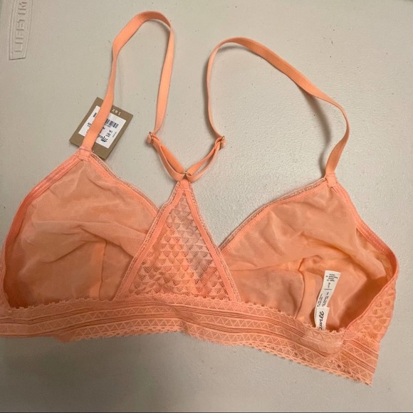NWT Madewell Intimates Geo Mesh Triangle Bralette Light Blossom - Picture 5 of 7